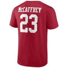 Christian McCaffrey San Francisco 49ers Player Icon Name & Number T-Shirt Scarlet