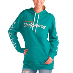 Miami Dolphins G-III 4Her by Carl Banks Women's Extra Inning Pullover Hoodie Aqua