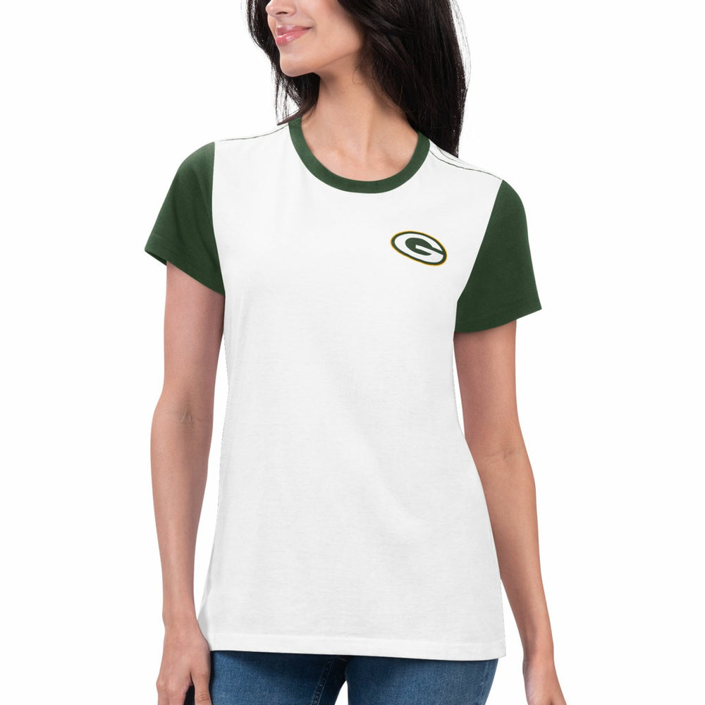 Green Bay Packers G-III 4Her by Carl Banks Women's Fashion Illustration T-Shirt White/Green