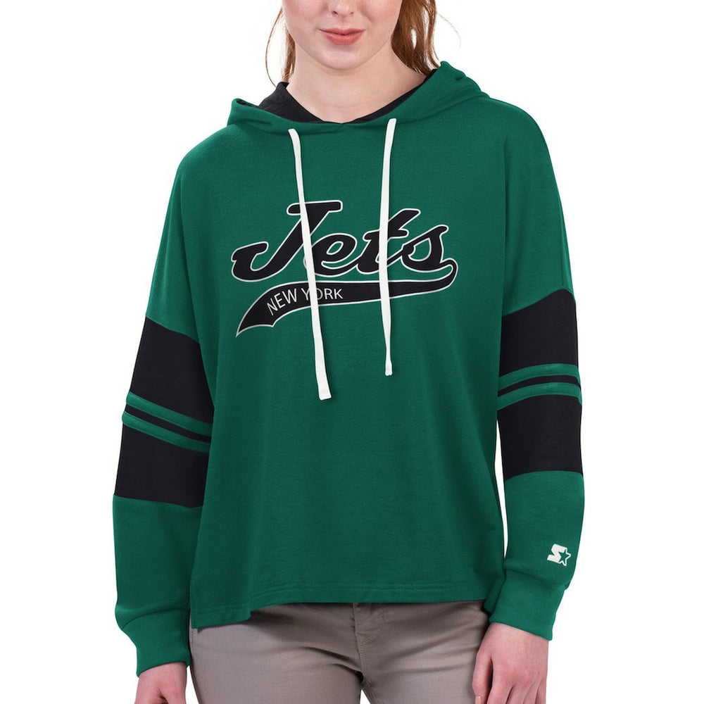 New York Jets Starter Women's Bump And Run Long Sleeve Hoodie T-Shirt Green
