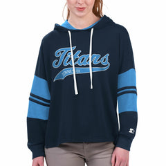 Tennessee Titans Starter Women's Bump And Run Long Sleeve Hoodie T-Shirt Navy