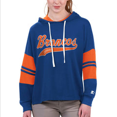 Denver Broncos Starter Women's Bump And Run Long Sleeve Hoodie T-Shirt Royal
