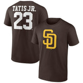 Fernando Tatis Jr. San Diego Padres Player Icon Name & Number T-Shirt - Brown T-shirts