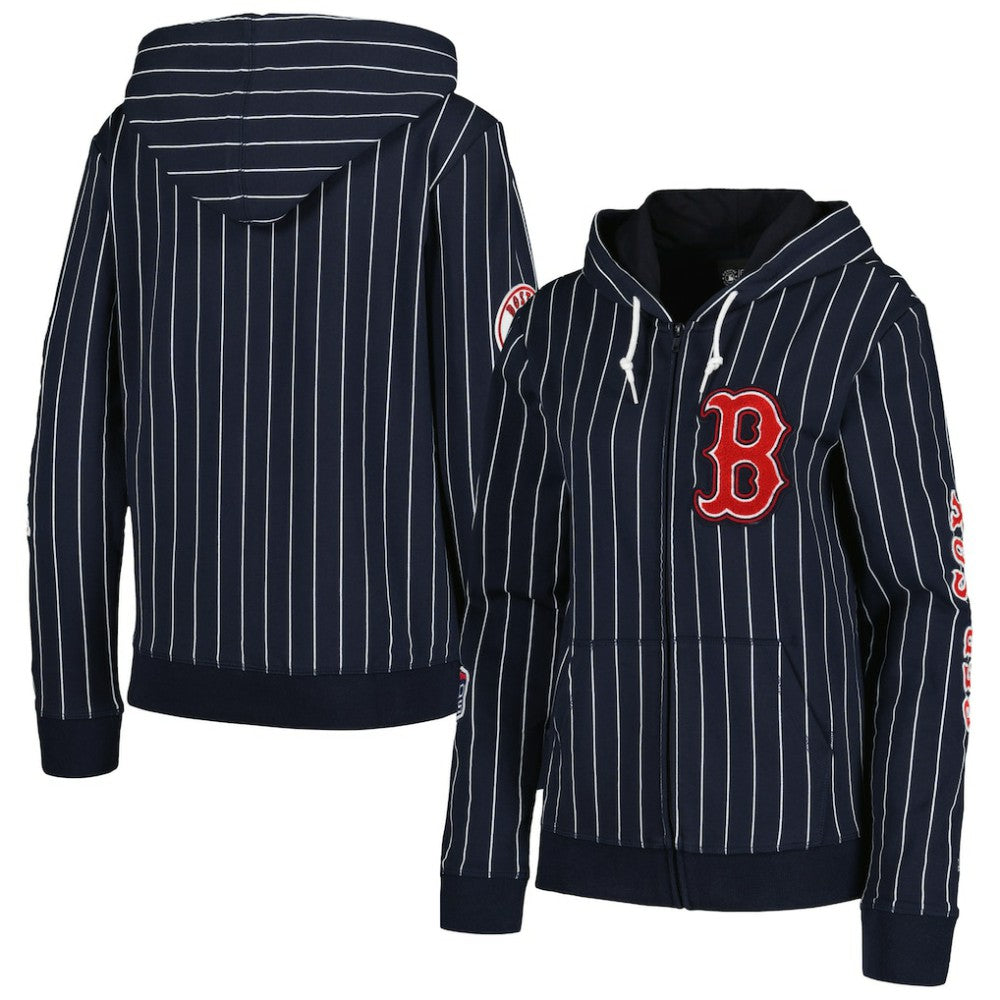 Boston Red Sox New Era Women's Pinstripe Tri-Blend Full-Zip Jacket - Navy Jackets