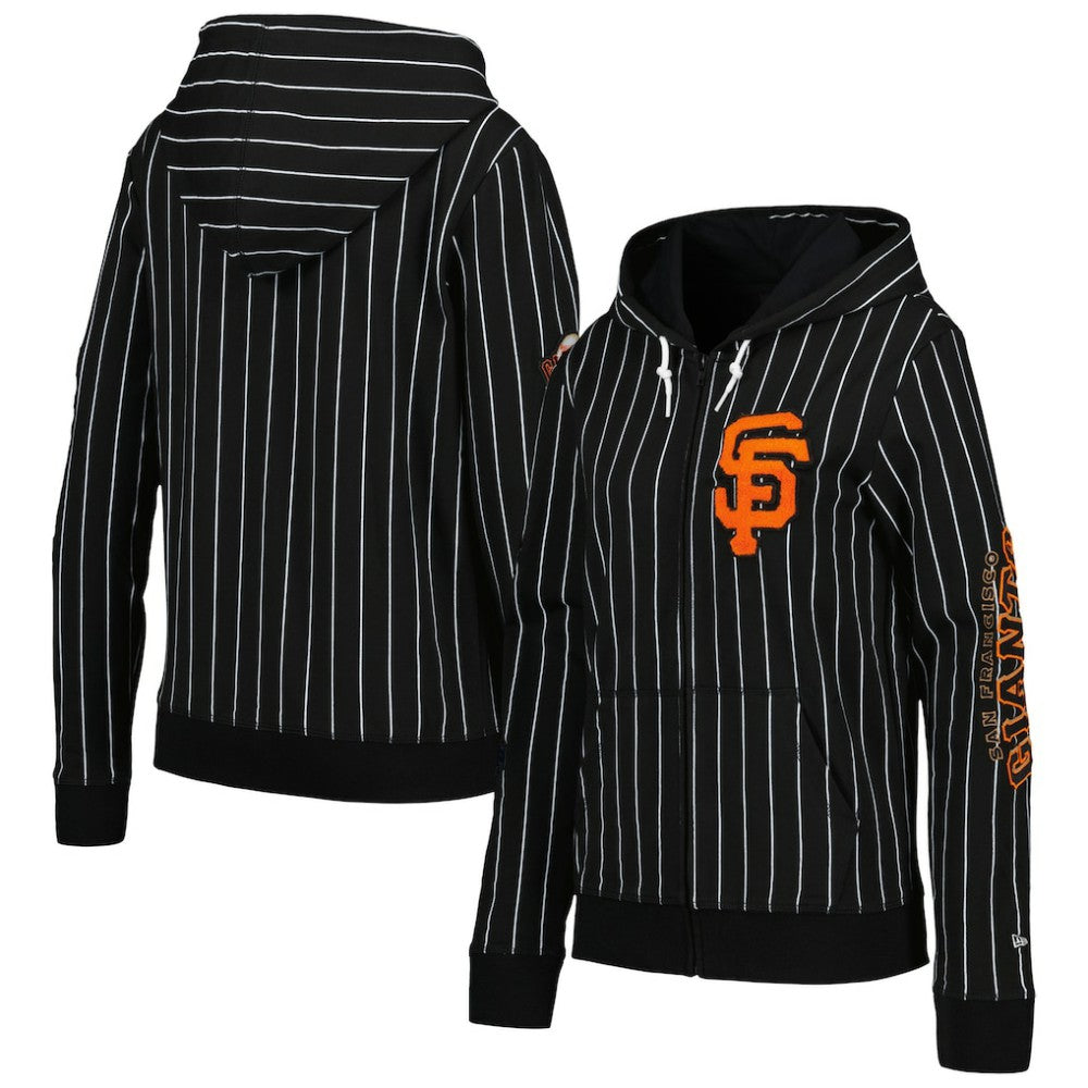 San Francisco Giants New Era Women's Pinstripe Tri-Blend Full-Zip Jacket - Black Jackets