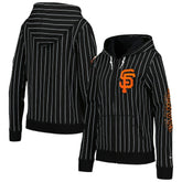 San Francisco Giants New Era Women's Pinstripe Tri-Blend Full-Zip Jacket - Black Jackets