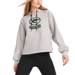 Green Bay Packers DKNY Sport Women's Debbie Dolman Raglan Pullover Hoodie Heather Gray