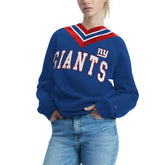 New York Giants Tommy Hilfiger Women's Heidi Raglan V-Neck Sweater Royal