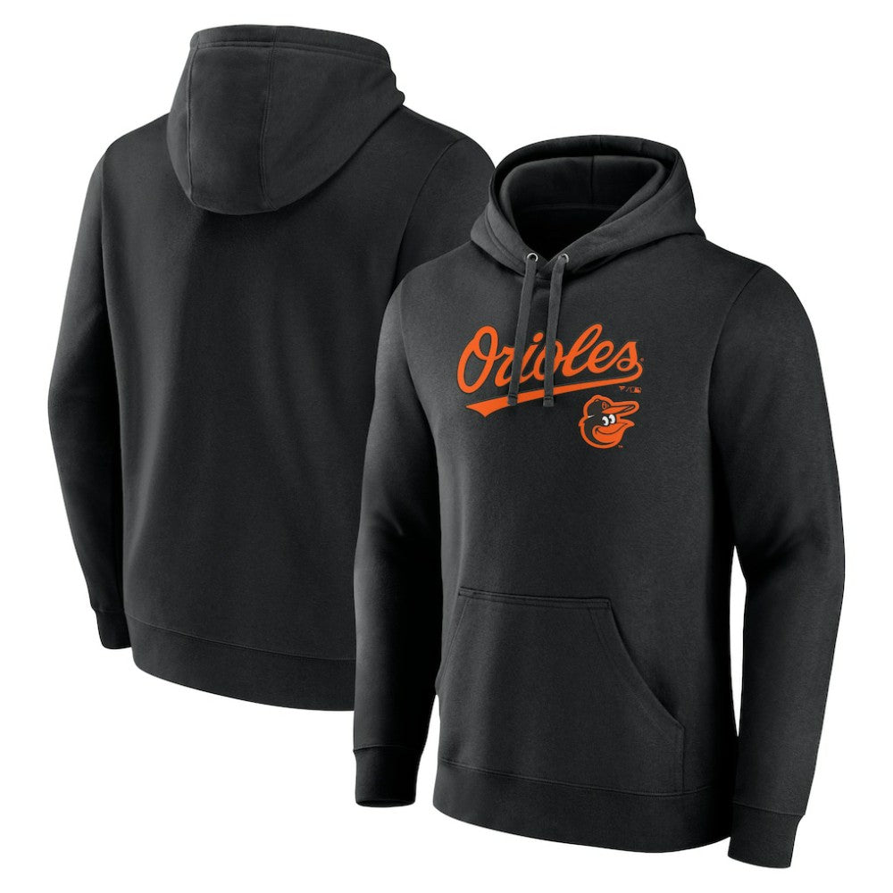 Baltimore Orioles Team Lockup Pullover Hoodie - Black Hoodies