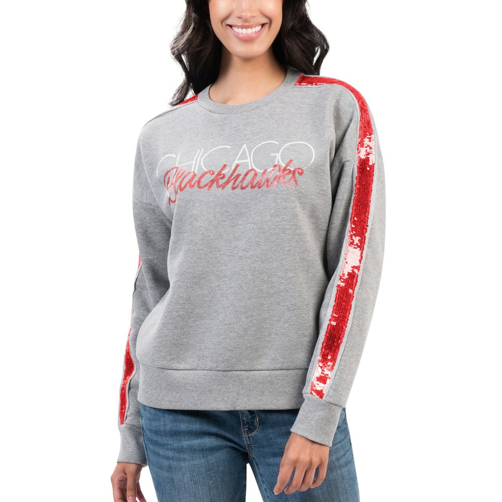 NHL Chicago Blackhawks G-III 4Her by Carl Banks Women's Penalty Box Pullover Sweatshirt - Gray