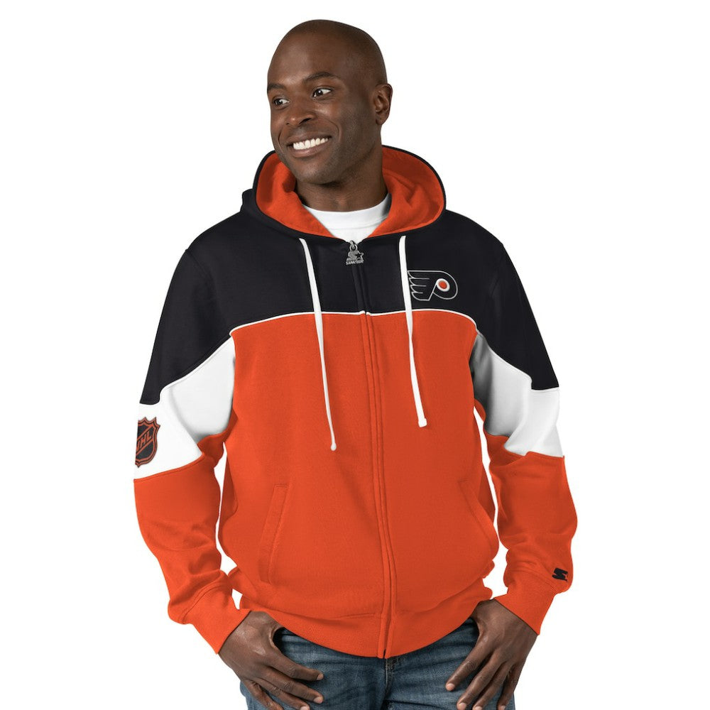 NHL Philadelphia Flyers Starter Power Forward Full-Zip Hoodie - Black/Orange