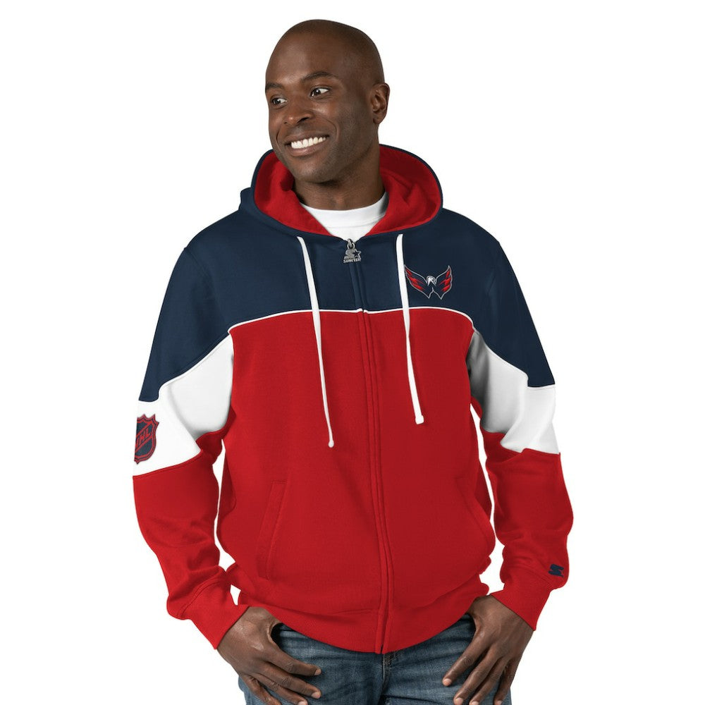 NHL Washington Capitals Starter Power Forward Full-Zip Hoodie - Red/Navy