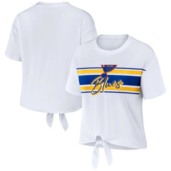 NHL St. Louis Blues WEAR by Erin Andrews Women's Front Knot T-Shirt - White