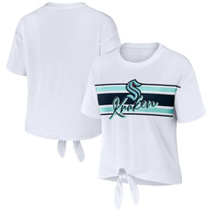 NHL Seattle Kraken WEAR by Erin Andrews Women's Front Knot T-Shirt - White