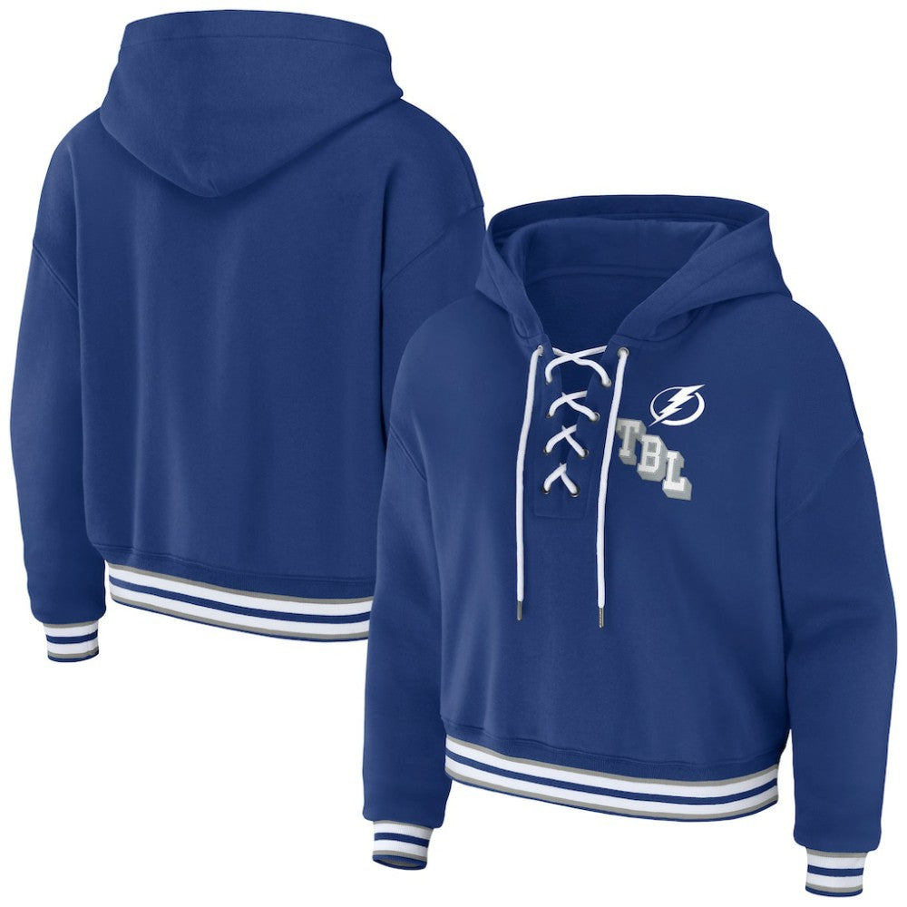 NHL Tampa Bay Lightning WEAR by Erin Andrews Women's Lace-Up Pullover Hoodie - Blue
