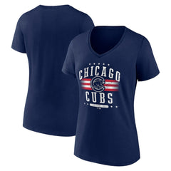 Chicago Cubs Women's Americana Team V-Neck T-Shirt - Navy T-shirts