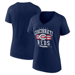Cincinnati Reds Women's Americana Team V-Neck T-Shirt - Navy T-shirts