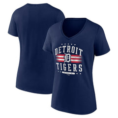 Detroit Tigers Women's Americana Team V-Neck T-Shirt - Navy T-shirts
