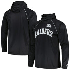 Las Vegas Raiders Starter Gridiron Classics Throwback Raglan Long Sleeve Hooded T-Shirt Black