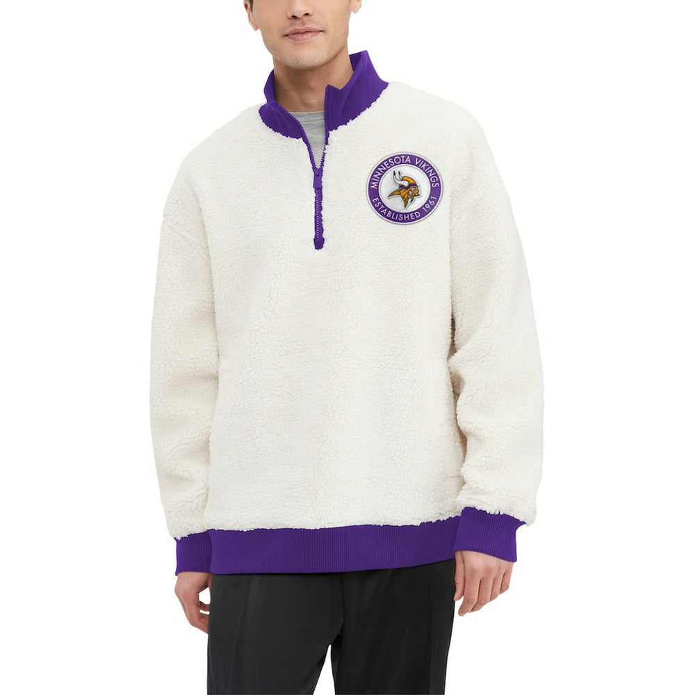 Minnesota Vikings Tommy Hilfiger Jordan Sherpa Quarter-Zip Sweatshirt Cream