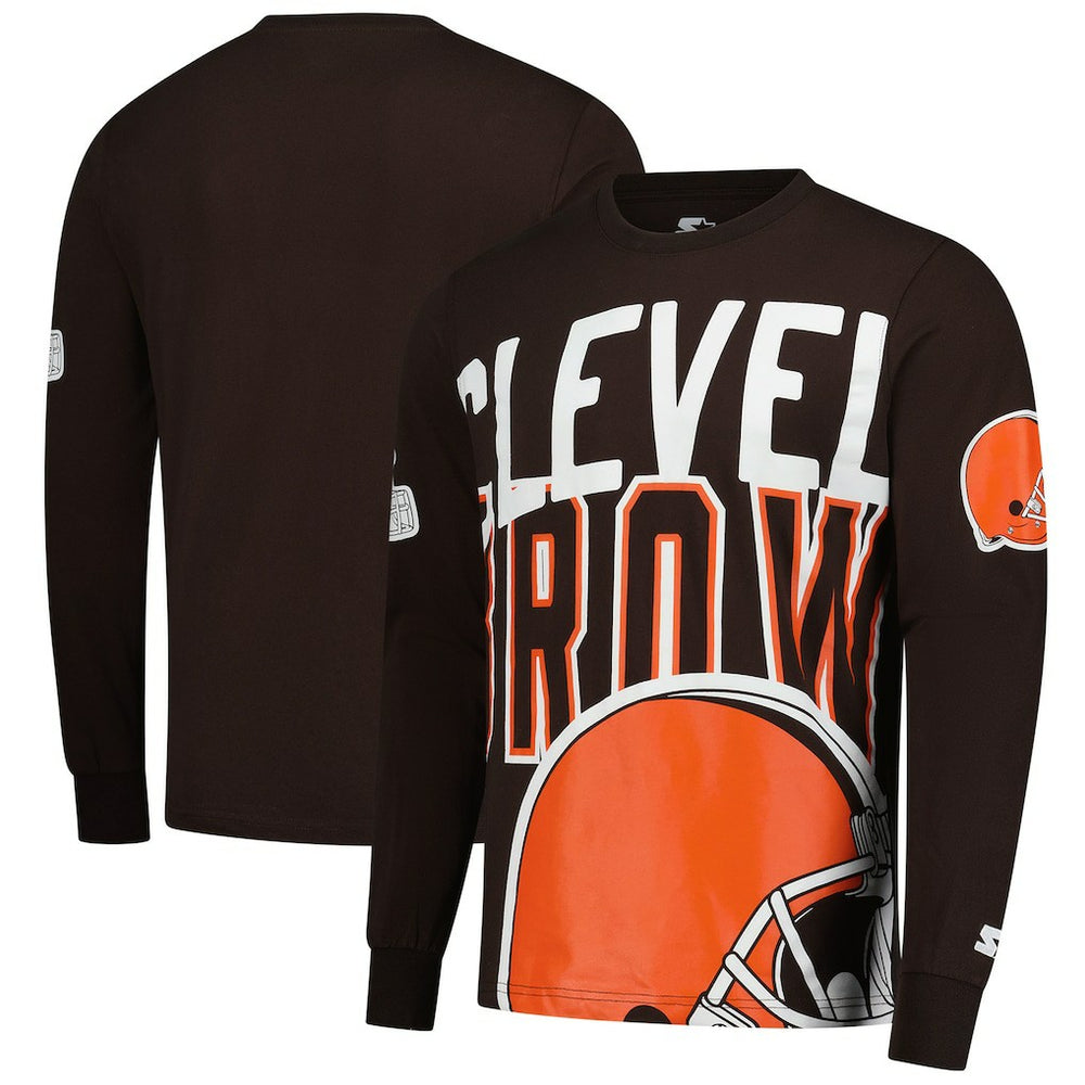 Cleveland Browns Starter Clutch Hit Long Sleeve T-Shirt Brown