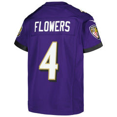 NFL Zay Flowers Baltimore Ravens Youth Game Jersey - Purple