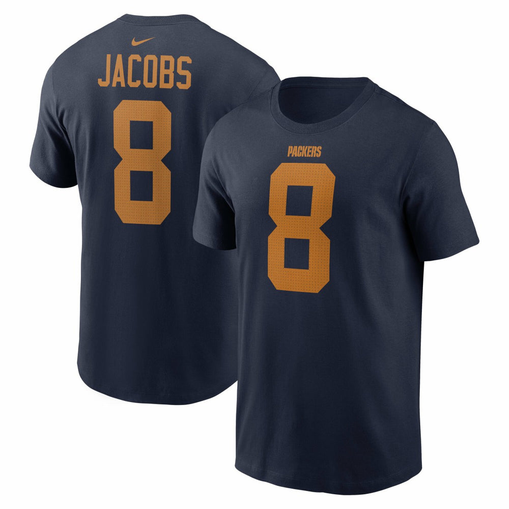 Josh Jacobs Green Bay Packers Player Name & Number T-Shirt Navy