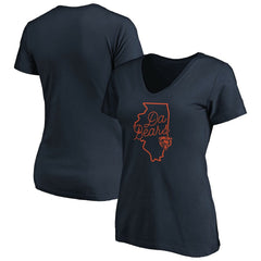 Chicago Bears Women's Script V-Neck T-Shirt Navy