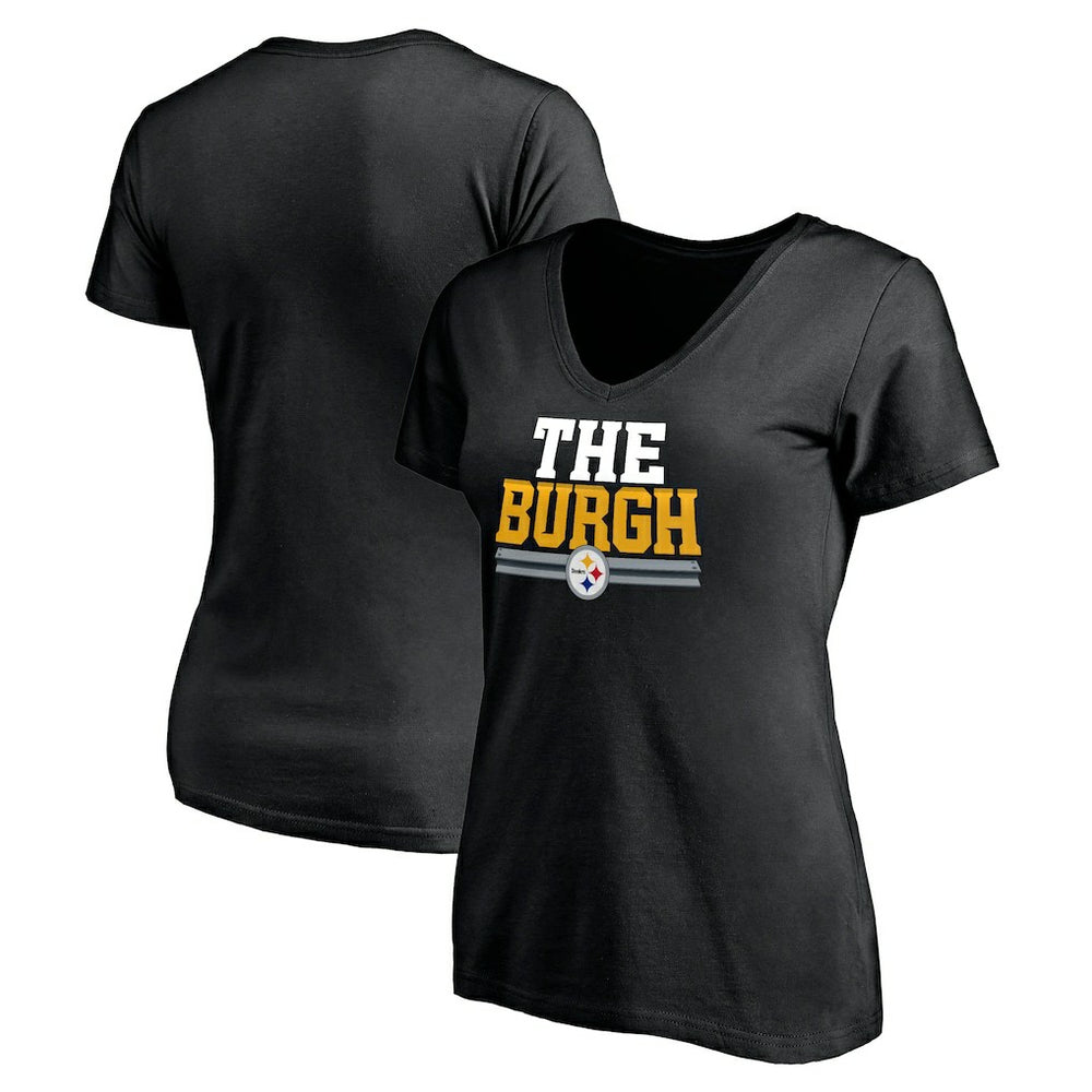 Pittsburgh Steelers Women's Hometown Collection The Burgh V-Neck T-Shirt Black