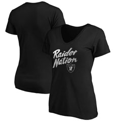 Las Vegas Raiders Women's Hometown Collection Raider Nation V-Neck T-Shirt Black