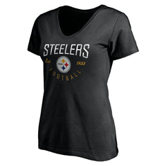Pittsburgh Steelers Women's Live For It V-Neck T-Shirt Black