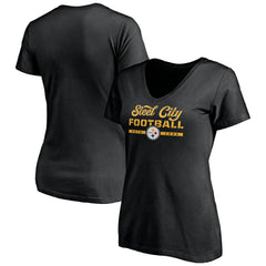 Pittsburgh Steelers Women's Hometown Collection Steel City V-Neck T-Shirt Black