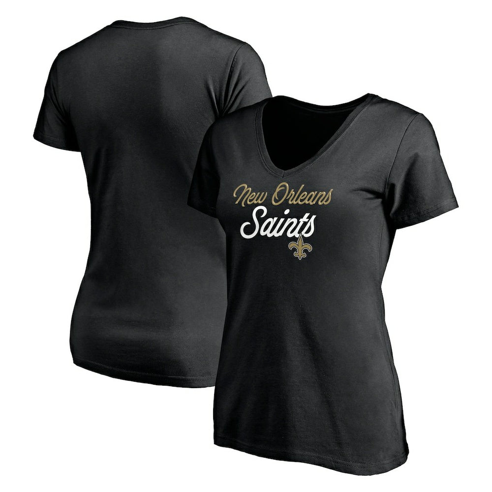 New Orleans Saints Women's Long Stride V-Neck T-Shirt Black