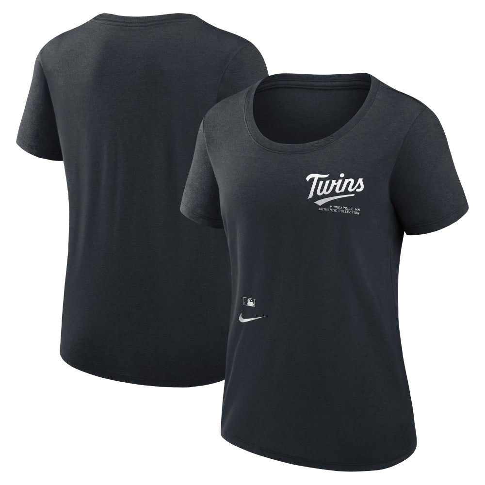 Minnesota Twins Nike Women's Authentic Collection Performance Scoop Neck T-Shirt - Navy T-shirts