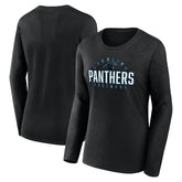 Carolina Panthers Women's Plus Size Foiled Play Long Sleeve T-Shirt Black