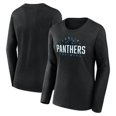 Carolina Panthers Women's Plus Size Foiled Play Long Sleeve T-Shirt Black