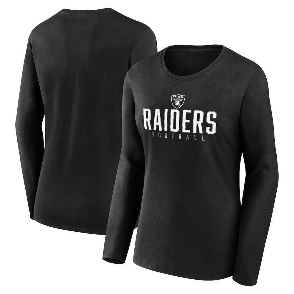 Las Vegas Raiders Women's Plus Size Foiled Play Long Sleeve T-Shirt Black