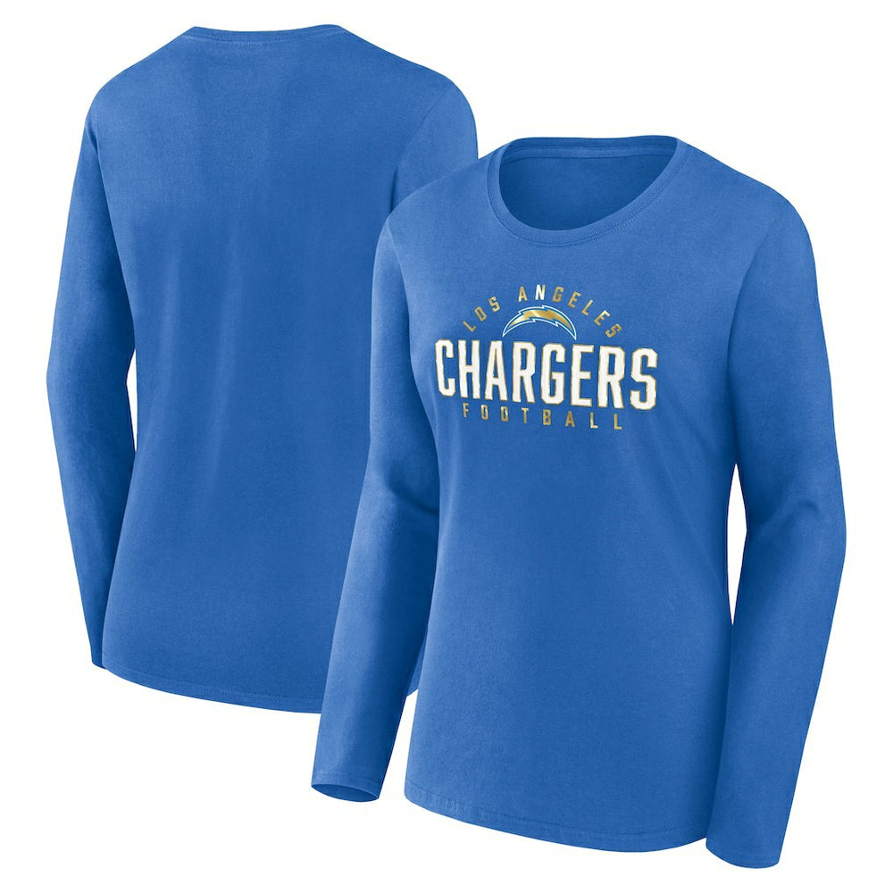 Los Angeles Chargers Women's Plus Size Foiled Play Long Sleeve T-Shirt Powder Blue