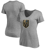 NHL Vegas Golden Knights Women's Primary Logo V-Neck T-Shirt - Gray