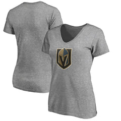 NHL Vegas Golden Knights Women's Primary Logo V-Neck T-Shirt - Gray