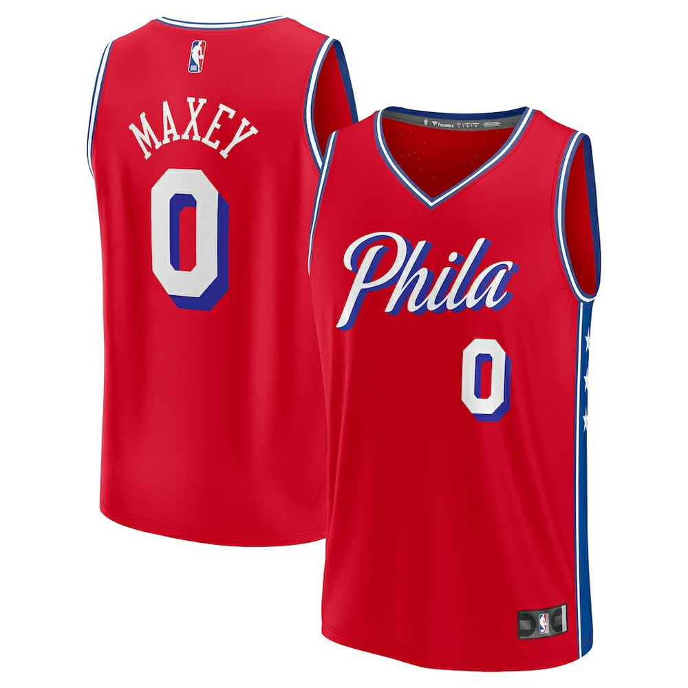 NBA Tyrese Maxey Philadelphia 76ers Fast Break Replica Player Jersey sale - Statement Editi- Red