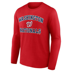 Washington Nationals Logo Athletic Heart & Soul Long Sleeve T-Shirt - Red T-shirts