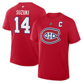 NHL Nick Suzuki Montreal Canadiens Fanatics Authentic Stack Name & Number T-Shirt - Red