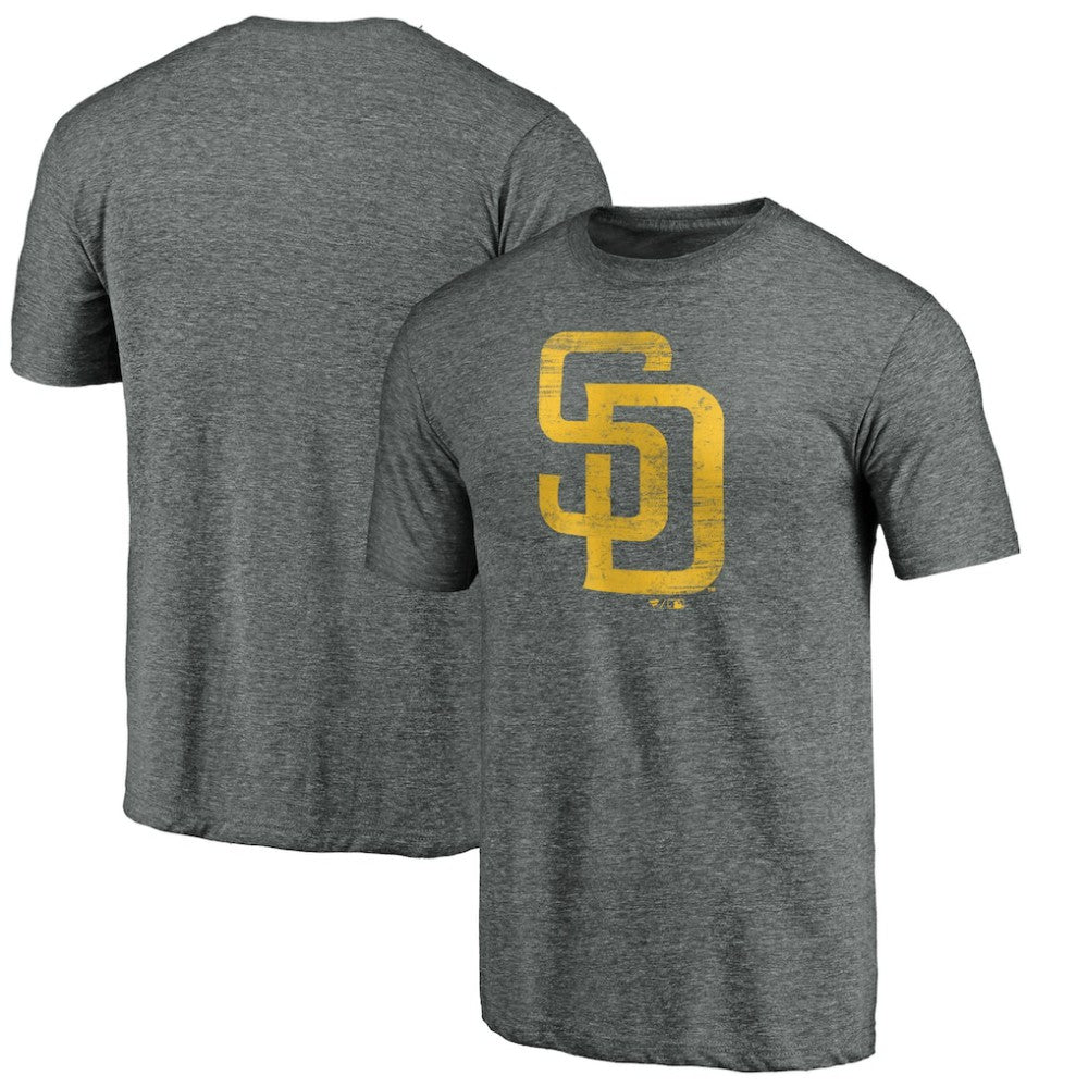 San Diego Padres Official Logo Tri-Blend T-Shirt - Heather Gray T-shirts
