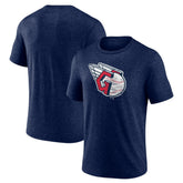 Cleveland Guardians Official Logo Tri-Blend T-Shirt - Heather Navy T-shirts