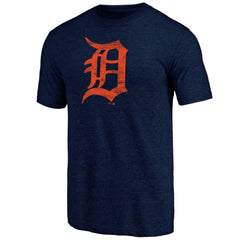 Detroit Tigers Official Logo Tri-Blend T-Shirt - Heather Navy T-shirts