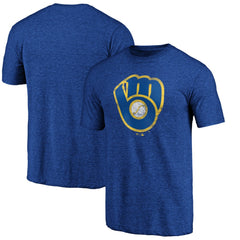 Milwaukee Brewers Official Logo Tri-Blend T-Shirt - Heather Royal T-shirts