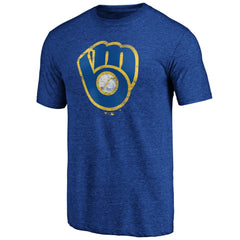 Milwaukee Brewers Official Logo Tri-Blend T-Shirt - Heather Royal T-shirts