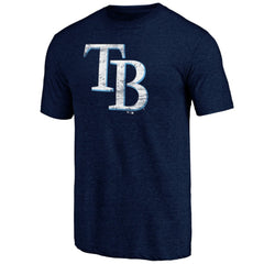 Tampa Bay Rays Official Logo Tri-Blend T-Shirt - Heather Navy T-shirts