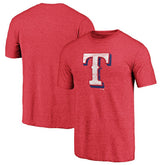 Texas Rangers Official Logo Tri-Blend T-Shirt - Heather Red T-shirts